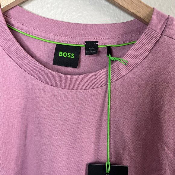 Hugo Boss Mens Pink Purple Thompson Crew Neck Logo Cotton T-Shirt Small - Picture 6 of 10